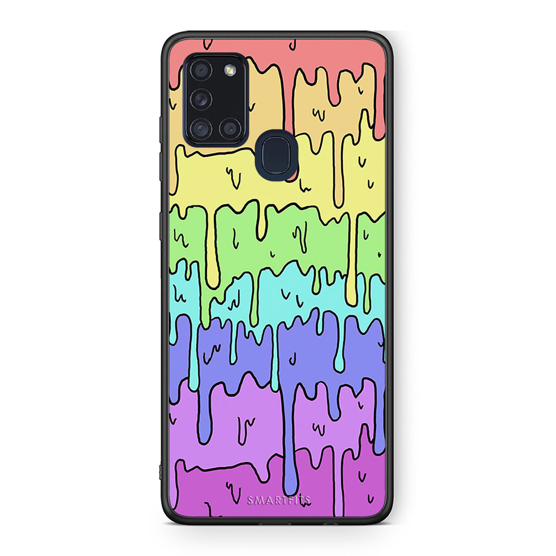 Samsung A21s Melting Rainbow θήκη από τη Smartfits με σχέδιο στο πίσω μέρος και μαύρο περίβλημα | Smartphone case with colorful back and black bezels by Smartfits