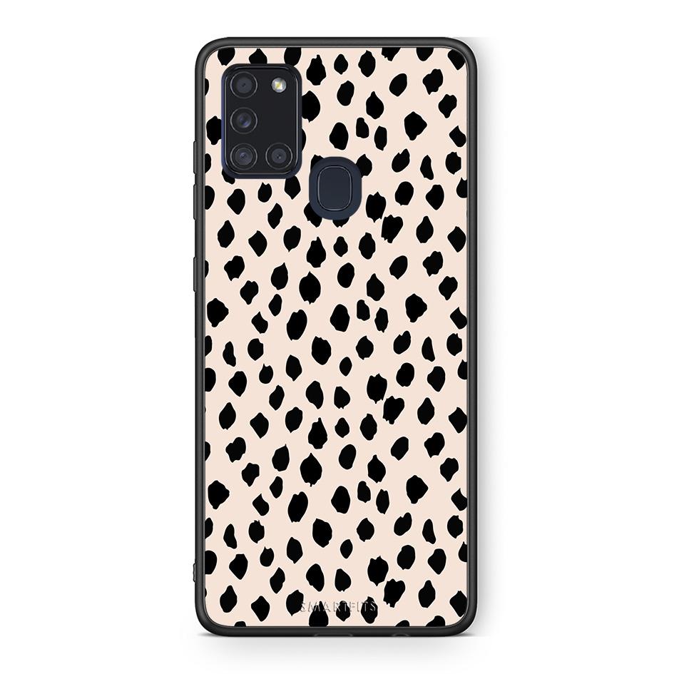 Samsung A21s New Polka Dots θήκη από τη Smartfits με σχέδιο στο πίσω μέρος και μαύρο περίβλημα | Smartphone case with colorful back and black bezels by Smartfits