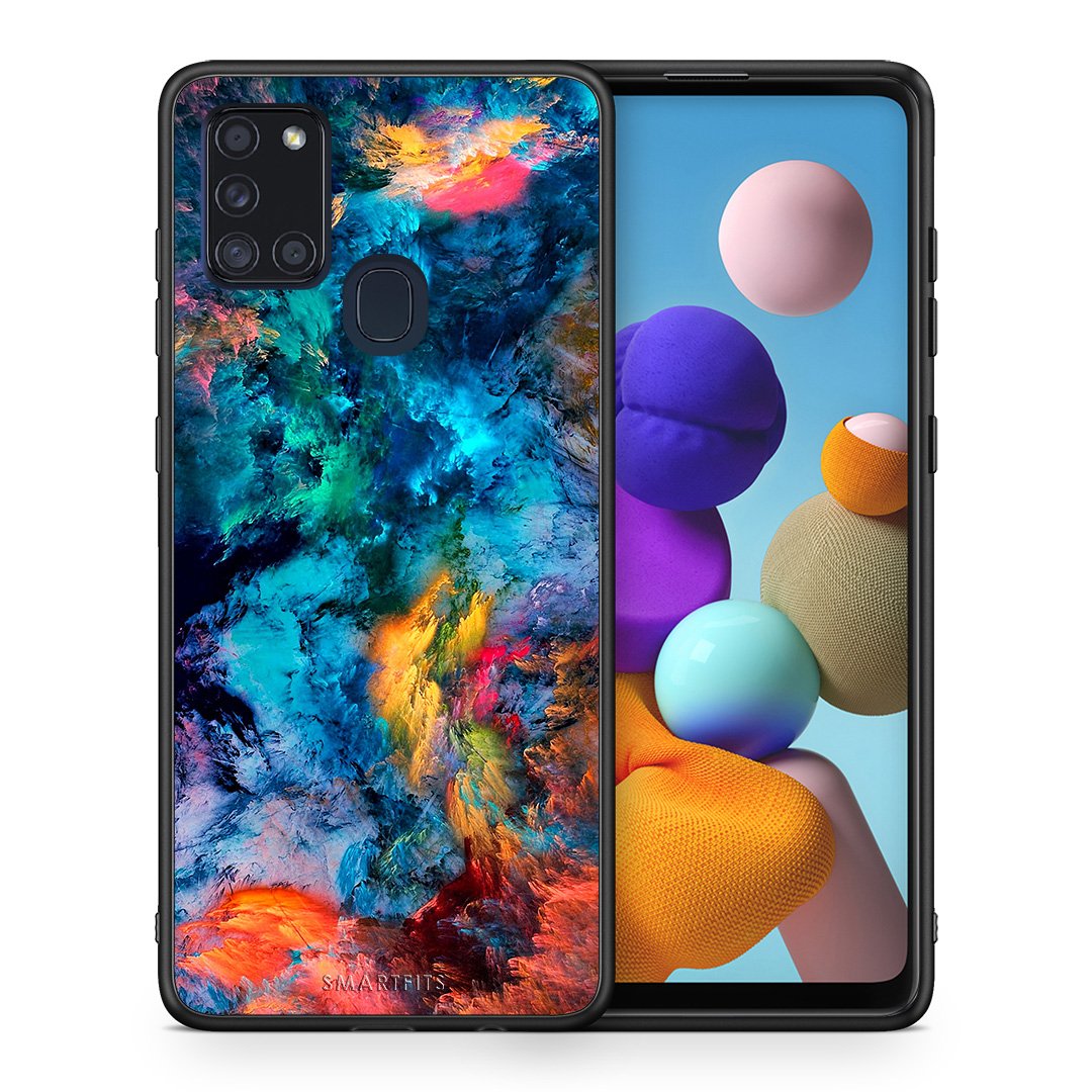 Θήκη Samsung A21s Crayola Paint από τη Smartfits με σχέδιο στο πίσω μέρος και μαύρο περίβλημα | Samsung A21s Crayola Paint case with colorful back and black bezels