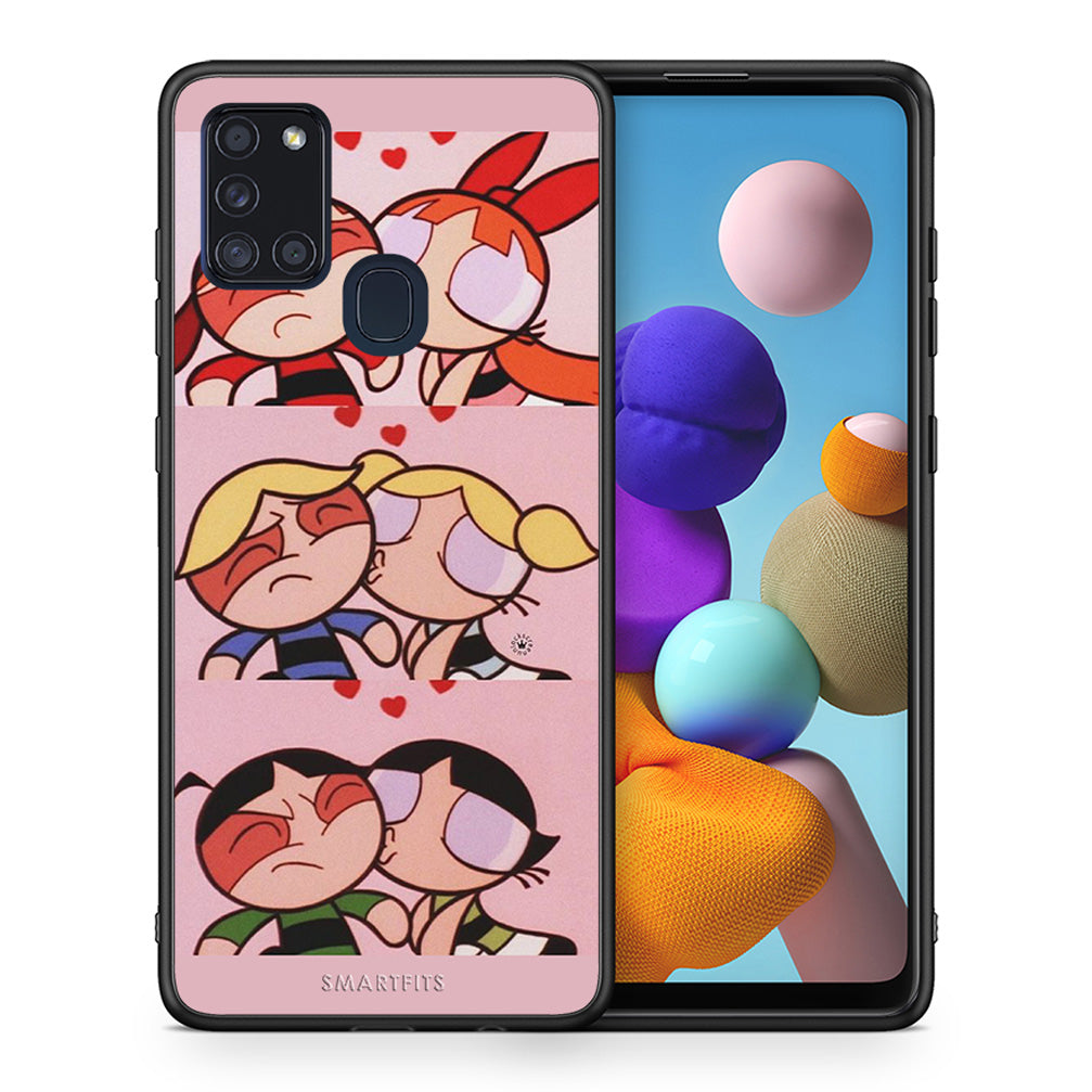 Θήκη Αγίου Βαλεντίνου Samsung A21s Puff Love από τη Smartfits με σχέδιο στο πίσω μέρος και μαύρο περίβλημα | Samsung A21s Puff Love case with colorful back and black bezels