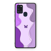 Thumbnail for Samsung A21s Purple Mariposa Θήκη Αγίου Βαλεντίνου από τη Smartfits με σχέδιο στο πίσω μέρος και μαύρο περίβλημα | Smartphone case with colorful back and black bezels by Smartfits
