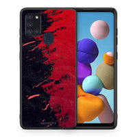 Thumbnail for Θήκη Αγίου Βαλεντίνου Samsung A21s Red Paint από τη Smartfits με σχέδιο στο πίσω μέρος και μαύρο περίβλημα | Samsung A21s Red Paint case with colorful back and black bezels