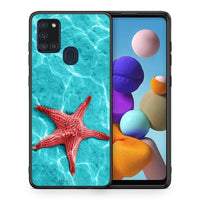 Thumbnail for Θήκη Samsung A21s Red Starfish από τη Smartfits με σχέδιο στο πίσω μέρος και μαύρο περίβλημα | Samsung A21s Red Starfish case with colorful back and black bezels