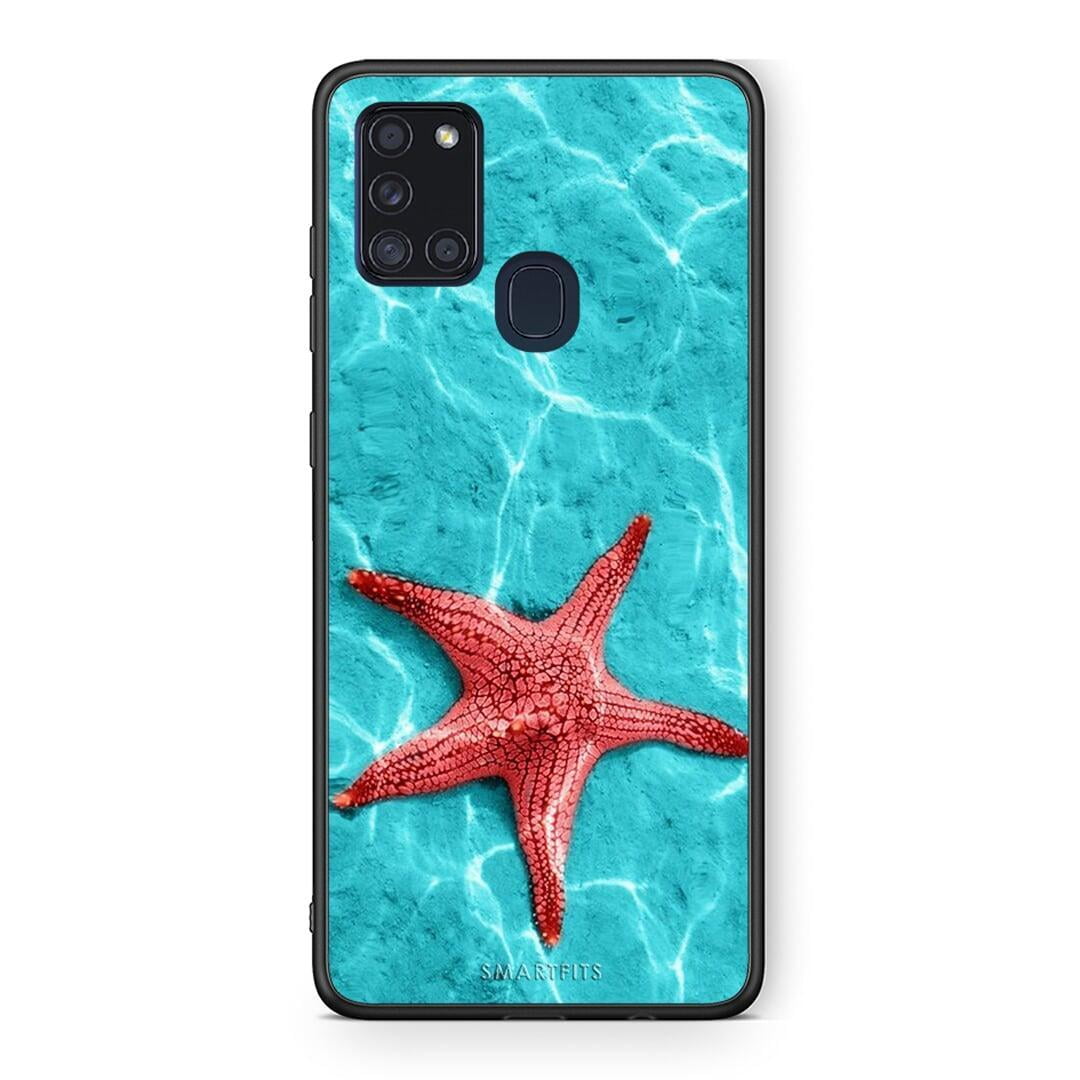 Samsung A21s Red Starfish Θήκη από τη Smartfits με σχέδιο στο πίσω μέρος και μαύρο περίβλημα | Smartphone case with colorful back and black bezels by Smartfits