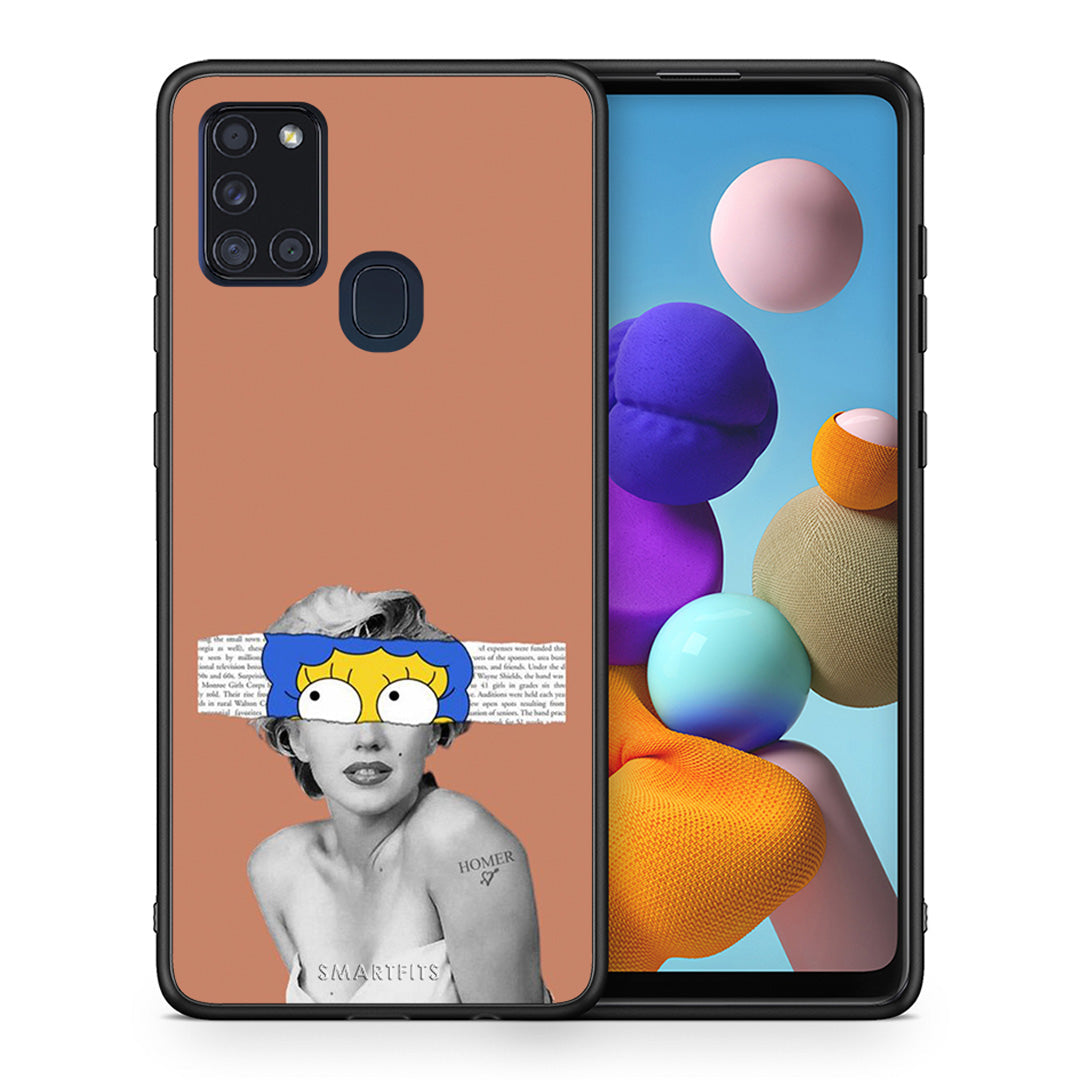 Θήκη Samsung A21s Sim Merilyn από τη Smartfits με σχέδιο στο πίσω μέρος και μαύρο περίβλημα | Samsung A21s Sim Merilyn case with colorful back and black bezels