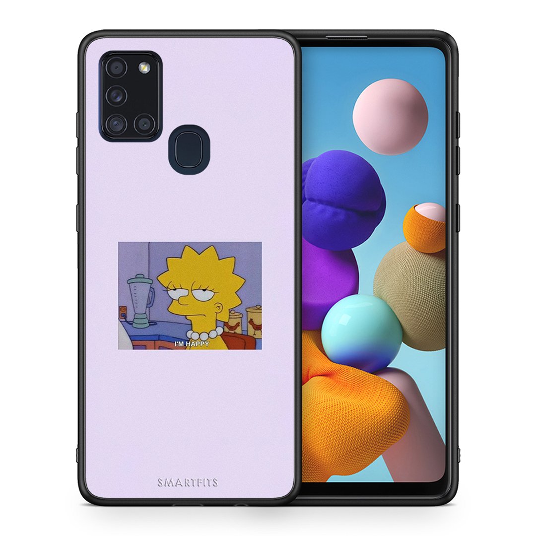 Θήκη Samsung A21s So Happy από τη Smartfits με σχέδιο στο πίσω μέρος και μαύρο περίβλημα | Samsung A21s So Happy case with colorful back and black bezels