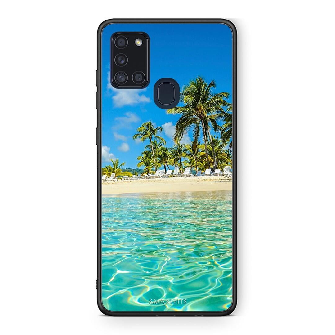 Samsung A21s Tropical Vibes Θήκη από τη Smartfits με σχέδιο στο πίσω μέρος και μαύρο περίβλημα | Smartphone case with colorful back and black bezels by Smartfits