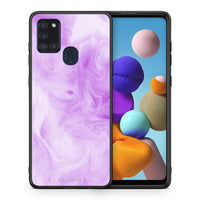 Thumbnail for Θήκη Samsung A21s Lavender Watercolor από τη Smartfits με σχέδιο στο πίσω μέρος και μαύρο περίβλημα | Samsung A21s Lavender Watercolor case with colorful back and black bezels