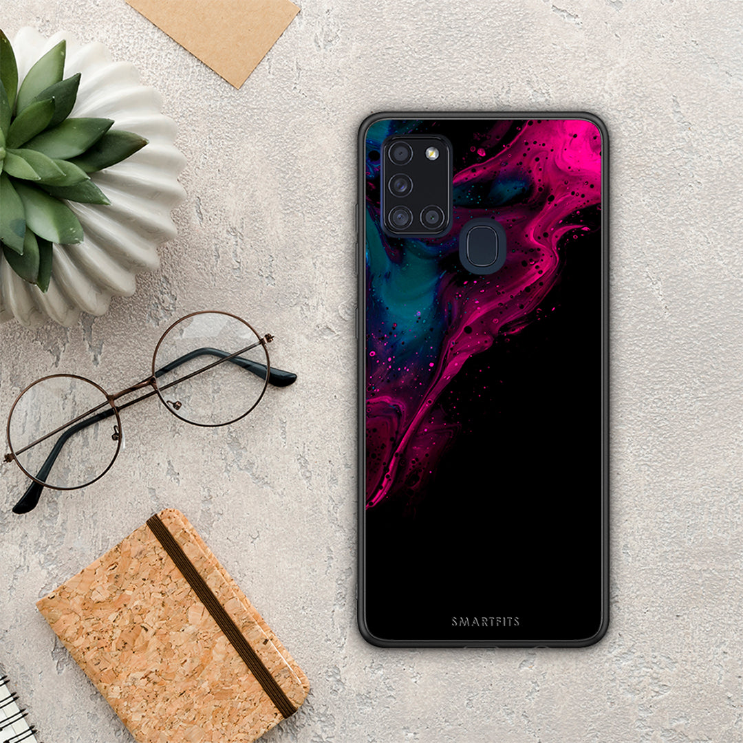 Watercolor Pink Black - Samsung Galaxy A21s case