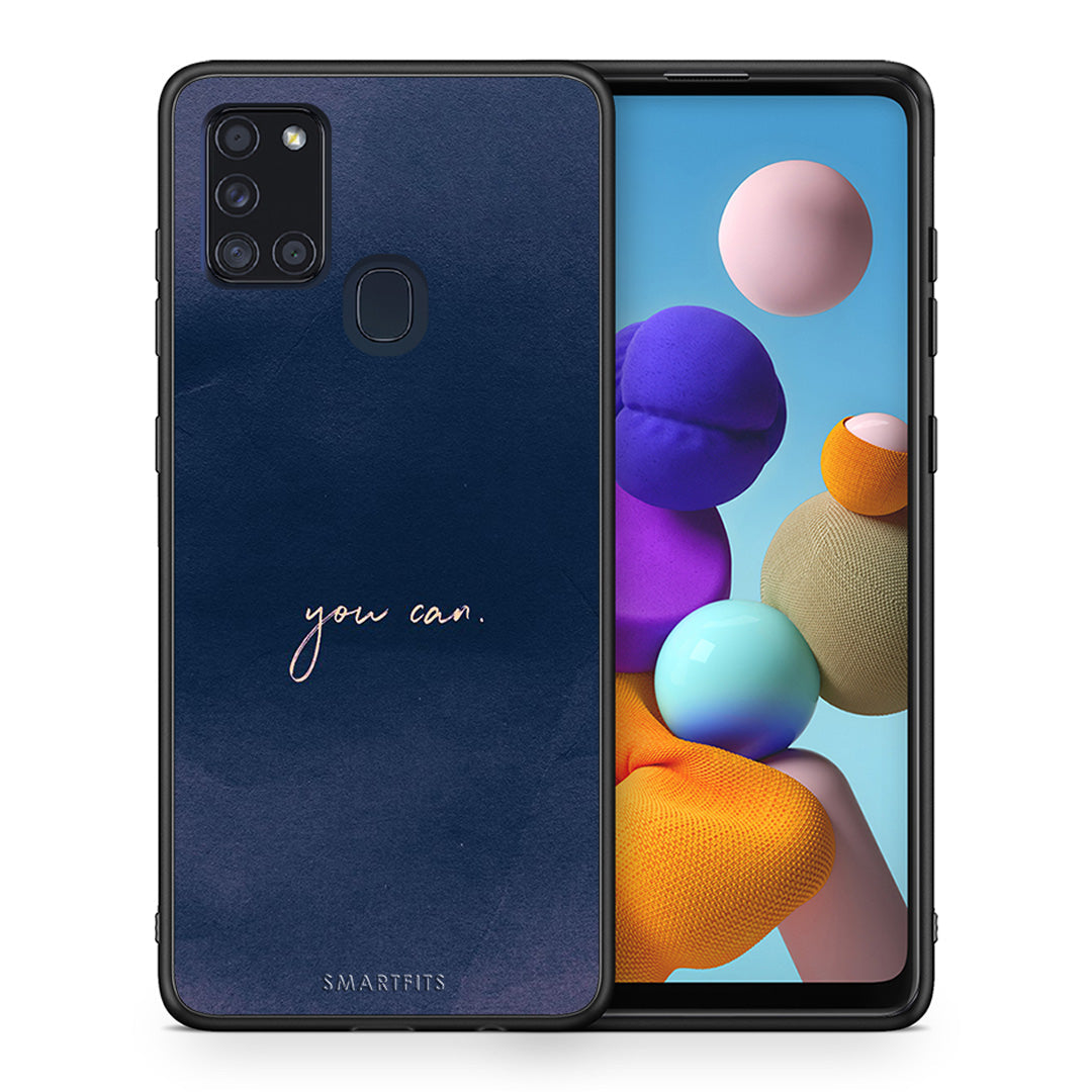 Θήκη Samsung A21s You Can από τη Smartfits με σχέδιο στο πίσω μέρος και μαύρο περίβλημα | Samsung A21s You Can case with colorful back and black bezels