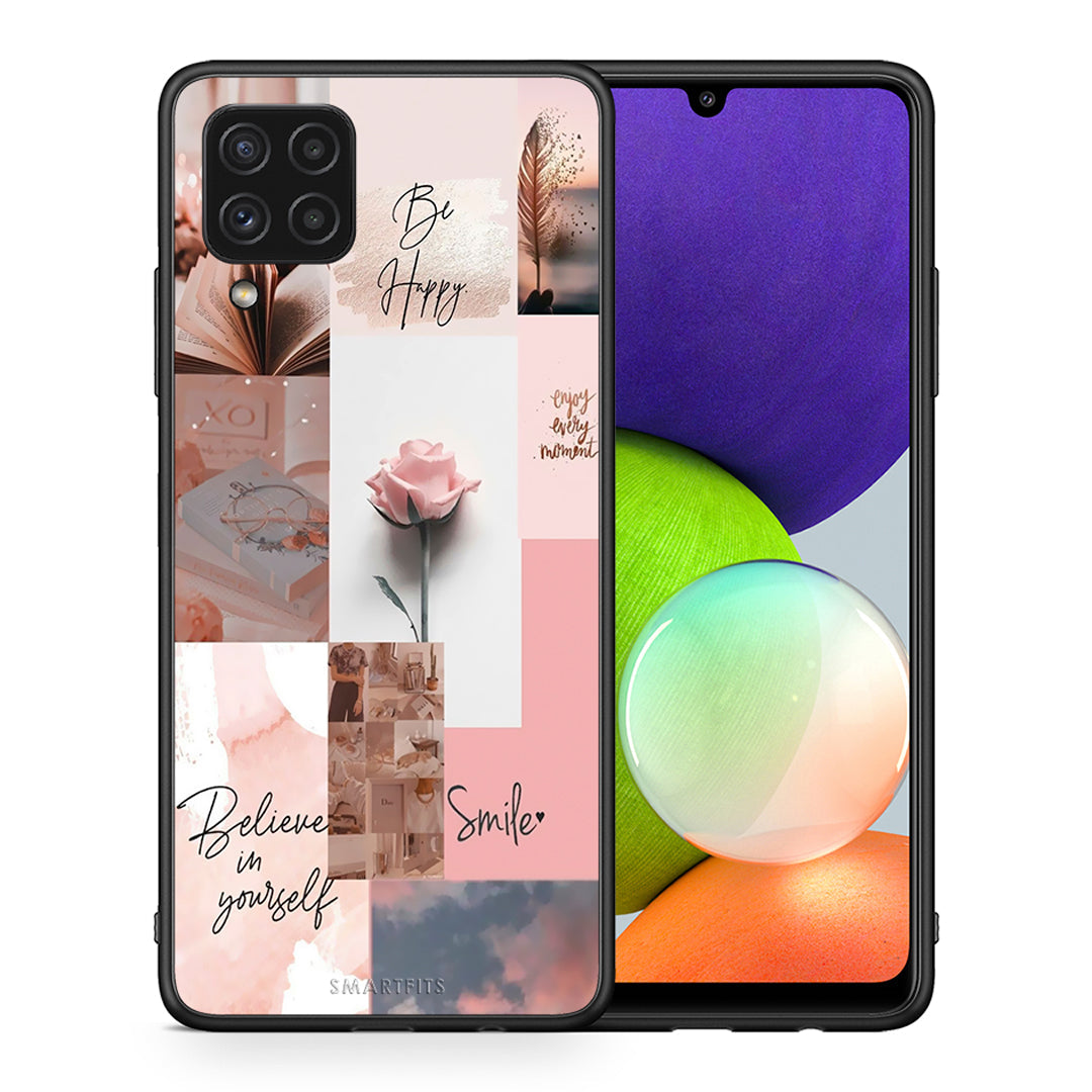 Θήκη Samsung A22 4G Aesthetic Collage από τη Smartfits με σχέδιο στο πίσω μέρος και μαύρο περίβλημα | Samsung A22 4G Aesthetic Collage case with colorful back and black bezels