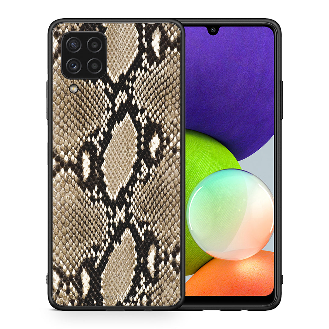 Θήκη Samsung A22 4G Fashion Snake Animal από τη Smartfits με σχέδιο στο πίσω μέρος και μαύρο περίβλημα | Samsung A22 4G Fashion Snake Animal case with colorful back and black bezels