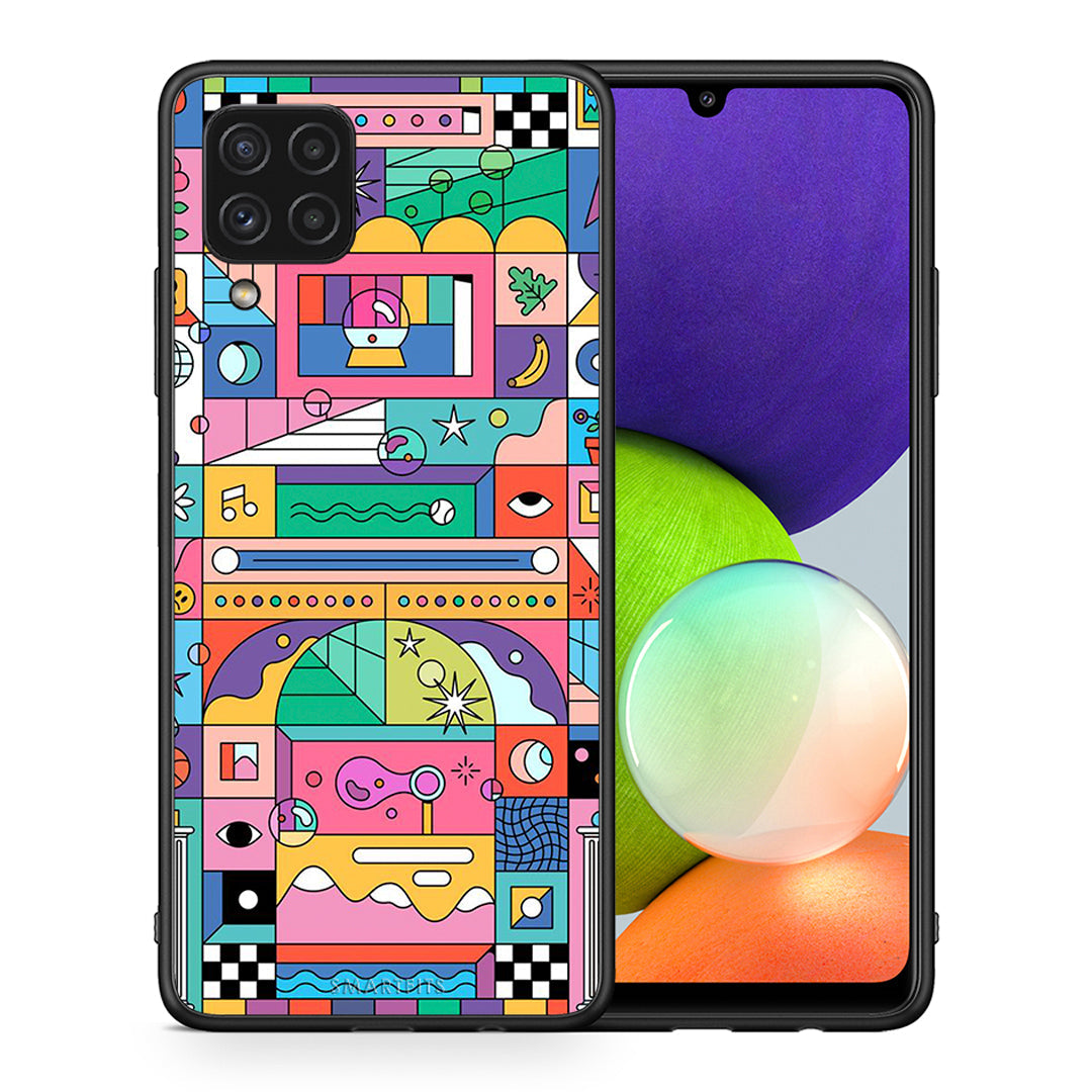 Θήκη Samsung A22 4G Bubbles Soap από τη Smartfits με σχέδιο στο πίσω μέρος και μαύρο περίβλημα | Samsung A22 4G Bubbles Soap case with colorful back and black bezels