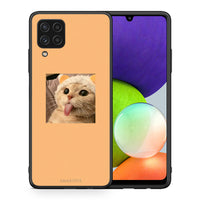 Thumbnail for Θήκη Samsung A22 4G Cat Tongue από τη Smartfits με σχέδιο στο πίσω μέρος και μαύρο περίβλημα | Samsung A22 4G Cat Tongue case with colorful back and black bezels