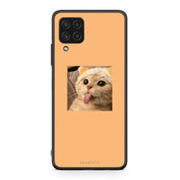 Thumbnail for Samsung A22 4G Cat Tongue θήκη από τη Smartfits με σχέδιο στο πίσω μέρος και μαύρο περίβλημα | Smartphone case with colorful back and black bezels by Smartfits