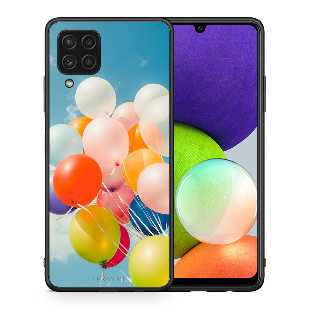 Θήκη Samsung A22 4G Colorful Balloons από τη Smartfits με σχέδιο στο πίσω μέρος και μαύρο περίβλημα | Samsung A22 4G Colorful Balloons case with colorful back and black bezels