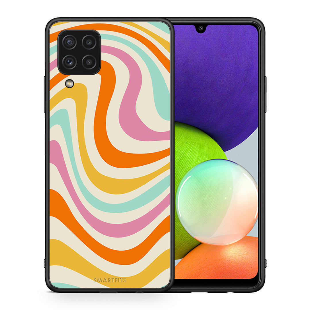 Θήκη Samsung A22 4G Colourful Waves από τη Smartfits με σχέδιο στο πίσω μέρος και μαύρο περίβλημα | Samsung A22 4G Colourful Waves case with colorful back and black bezels
