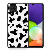 Thumbnail for Θήκη Samsung A22 4G Cow Print από τη Smartfits με σχέδιο στο πίσω μέρος και μαύρο περίβλημα | Samsung A22 4G Cow Print case with colorful back and black bezels