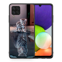 Thumbnail for Θήκη Samsung A22 4G Tiger Cute από τη Smartfits με σχέδιο στο πίσω μέρος και μαύρο περίβλημα | Samsung A22 4G Tiger Cute case with colorful back and black bezels