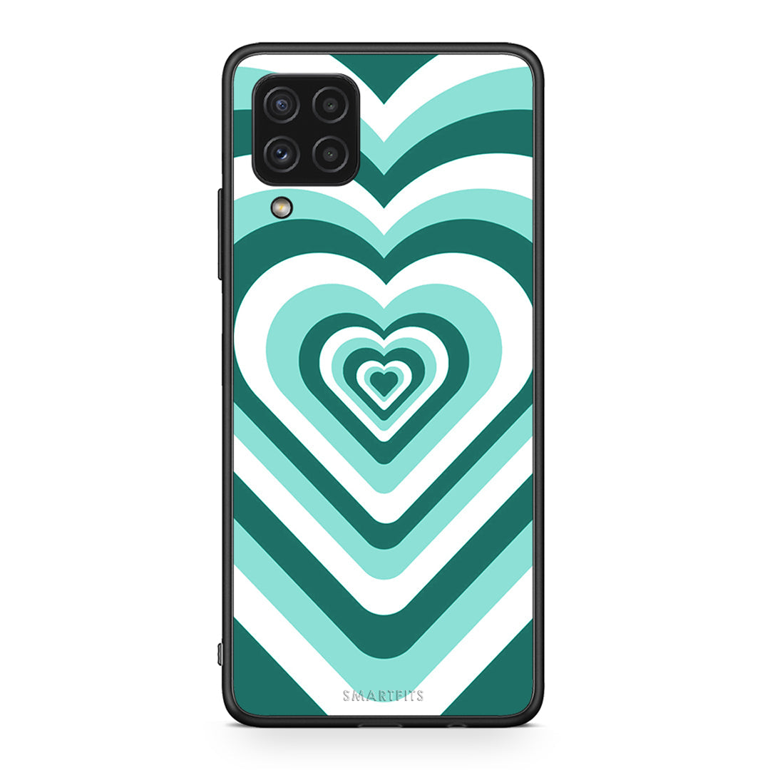 Samsung A22 4G Green Hearts θήκη από τη Smartfits με σχέδιο στο πίσω μέρος και μαύρο περίβλημα | Smartphone case with colorful back and black bezels by Smartfits