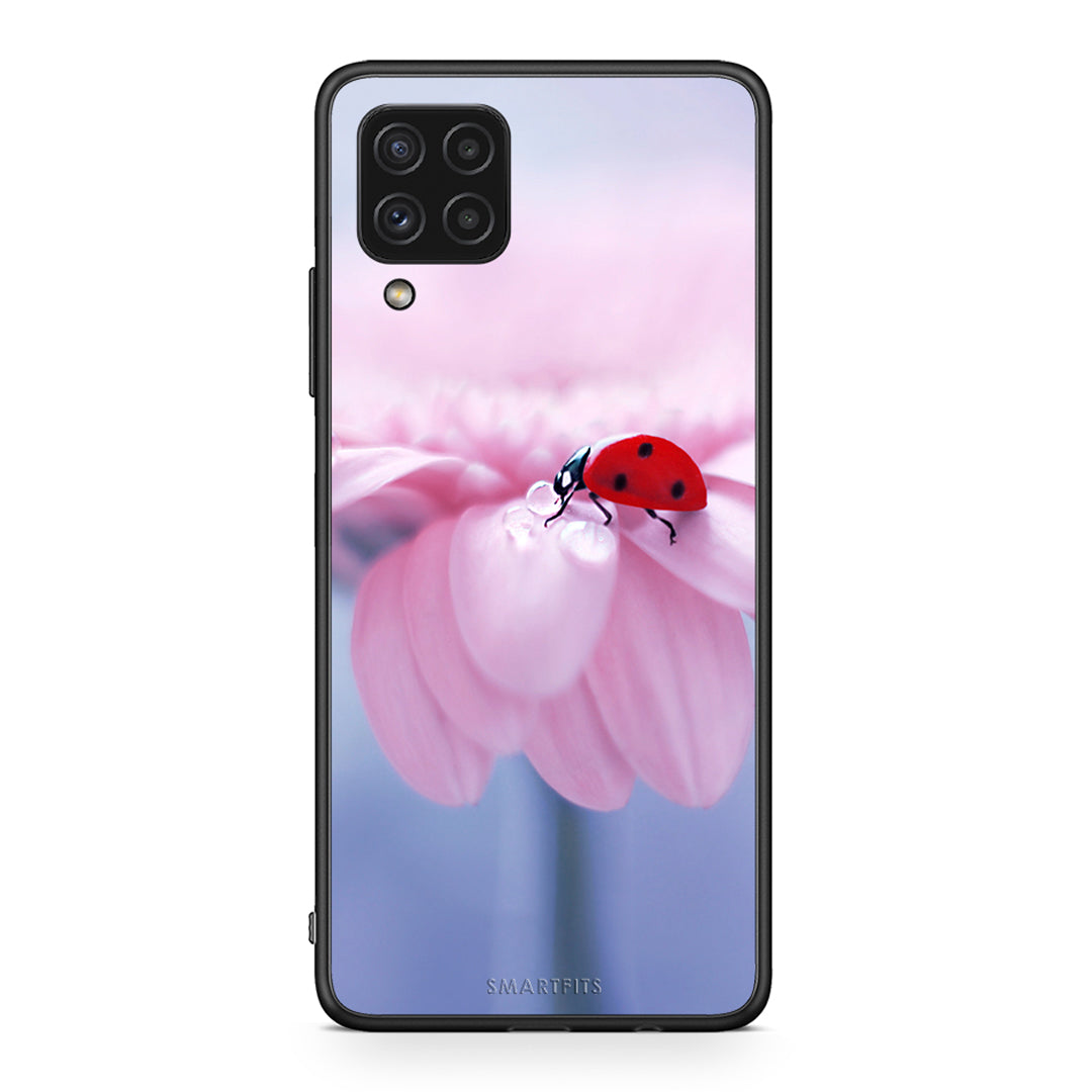 Samsung A22 4G Ladybug Flower θήκη από τη Smartfits με σχέδιο στο πίσω μέρος και μαύρο περίβλημα | Smartphone case with colorful back and black bezels by Smartfits