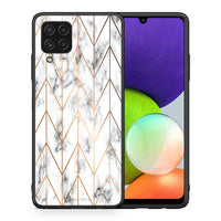 Thumbnail for Θήκη Samsung A22 4G Gold Geometric Marble από τη Smartfits με σχέδιο στο πίσω μέρος και μαύρο περίβλημα | Samsung A22 4G Gold Geometric Marble case with colorful back and black bezels