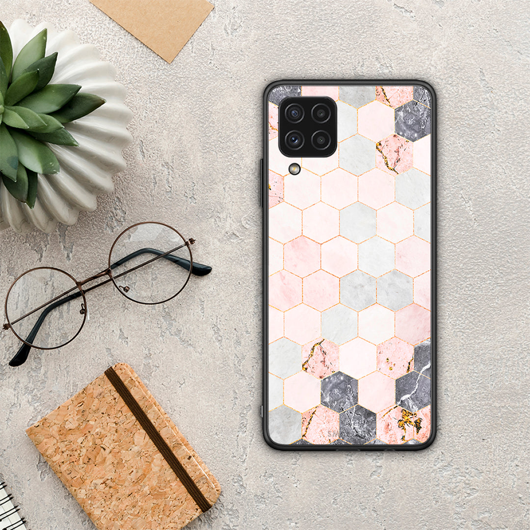 Marble Hexagon Pink - Samsung Galaxy A22 4G case