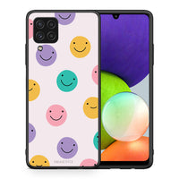 Thumbnail for Θήκη Samsung A22 4G Smiley Faces από τη Smartfits με σχέδιο στο πίσω μέρος και μαύρο περίβλημα | Samsung A22 4G Smiley Faces case with colorful back and black bezels