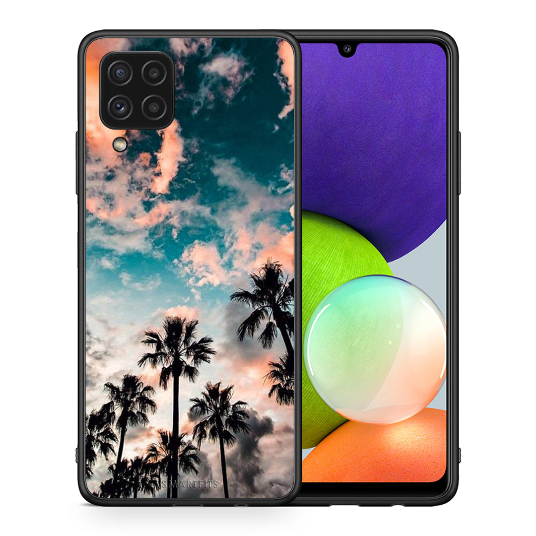 Θήκη Samsung A22 4G Sky Summer από τη Smartfits με σχέδιο στο πίσω μέρος και μαύρο περίβλημα | Samsung A22 4G Sky Summer case with colorful back and black bezels