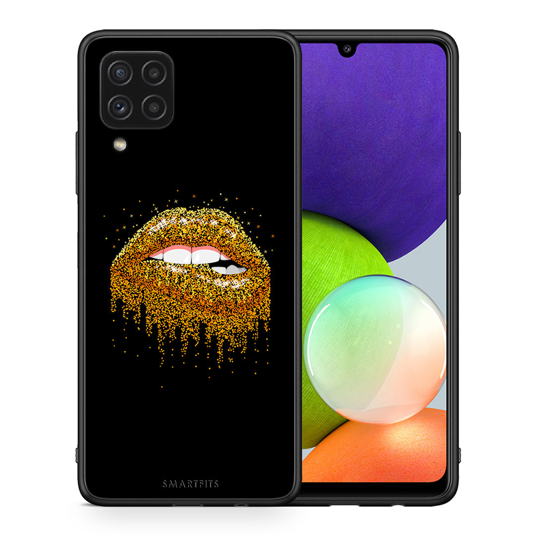 Θήκη Samsung A22 4G Golden Valentine από τη Smartfits με σχέδιο στο πίσω μέρος και μαύρο περίβλημα | Samsung A22 4G Golden Valentine case with colorful back and black bezels
