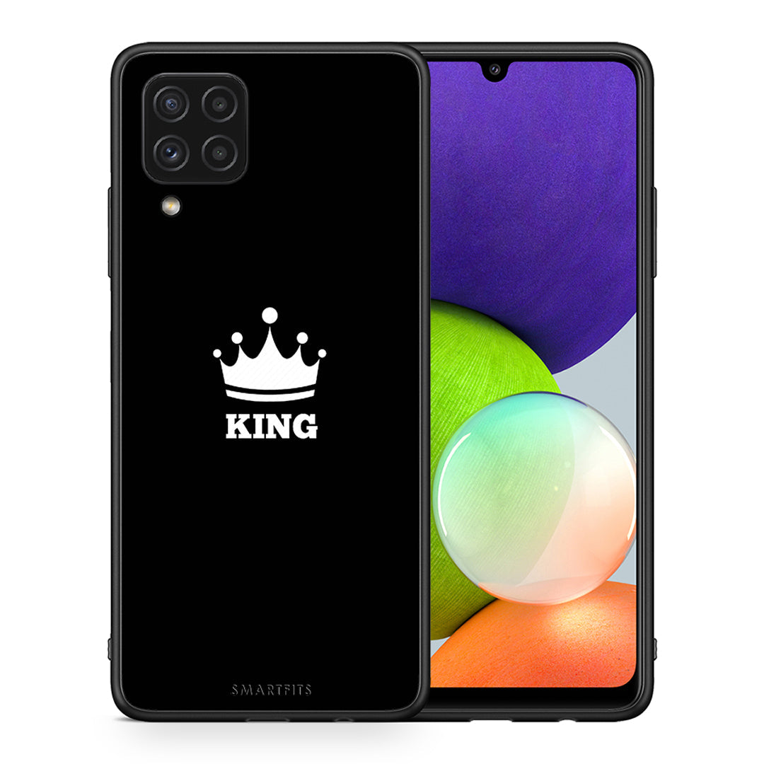 Θήκη Samsung A22 4G King Valentine από τη Smartfits με σχέδιο στο πίσω μέρος και μαύρο περίβλημα | Samsung A22 4G King Valentine case with colorful back and black bezels