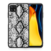 Thumbnail for Θήκη Samsung A22 5G White Snake Animal από τη Smartfits με σχέδιο στο πίσω μέρος και μαύρο περίβλημα | Samsung A22 5G White Snake Animal case with colorful back and black bezels