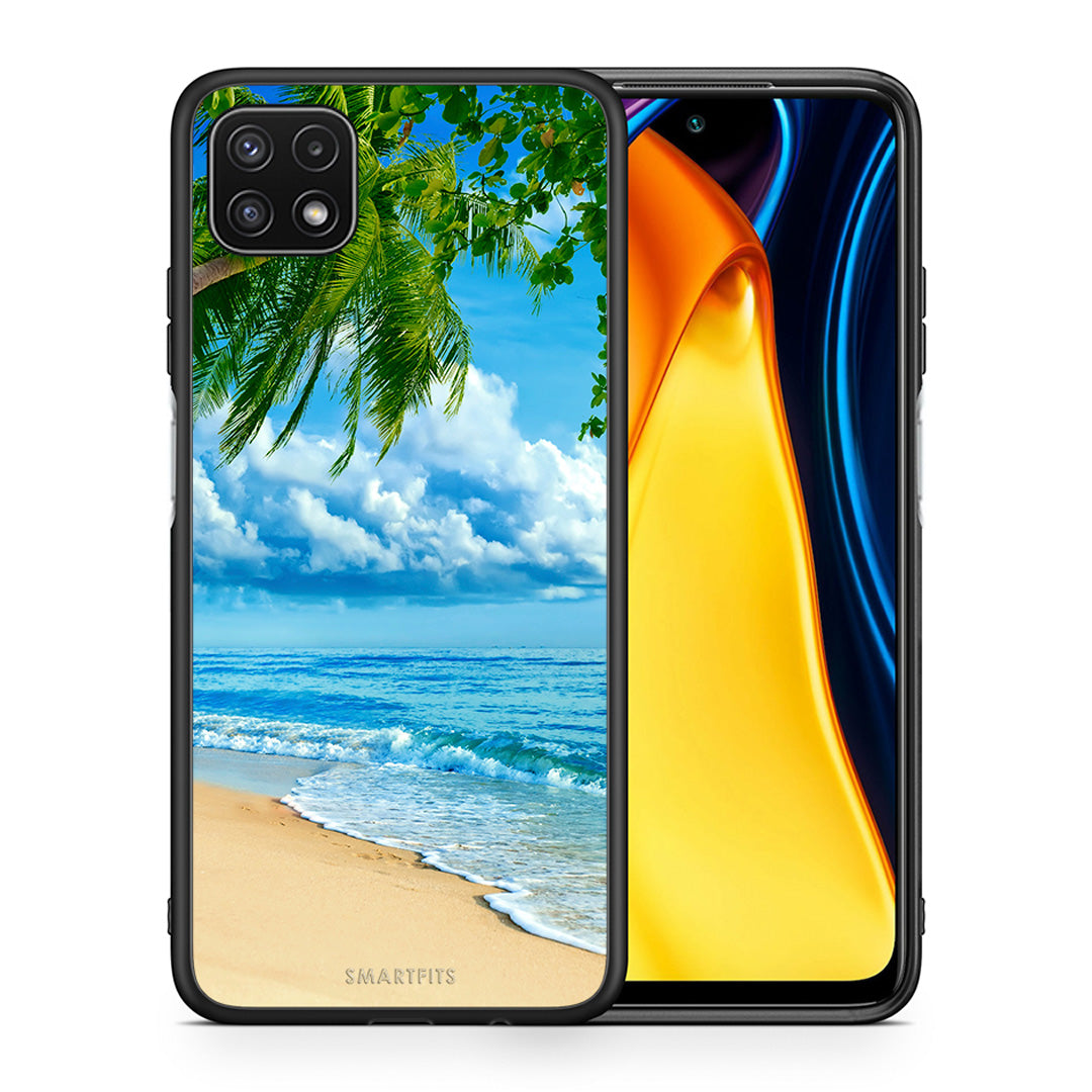 Θήκη Samsung A22 5G Beautiful Beach από τη Smartfits με σχέδιο στο πίσω μέρος και μαύρο περίβλημα | Samsung A22 5G Beautiful Beach case with colorful back and black bezels