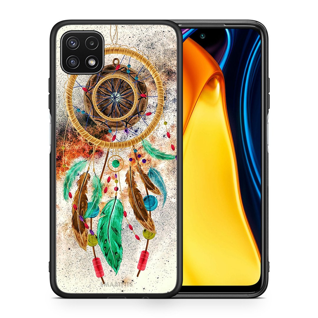 Θήκη Samsung A22 5G DreamCatcher Boho από τη Smartfits με σχέδιο στο πίσω μέρος και μαύρο περίβλημα | Samsung A22 5G DreamCatcher Boho case with colorful back and black bezels