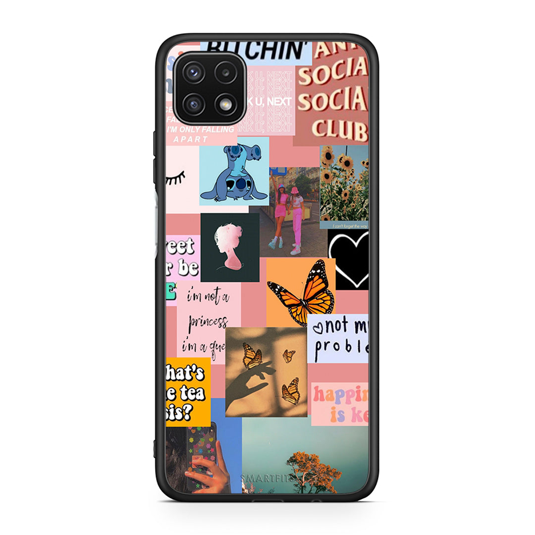 Samsung A22 5G Collage Bitchin Θήκη Αγίου Βαλεντίνου από τη Smartfits με σχέδιο στο πίσω μέρος και μαύρο περίβλημα | Smartphone case with colorful back and black bezels by Smartfits