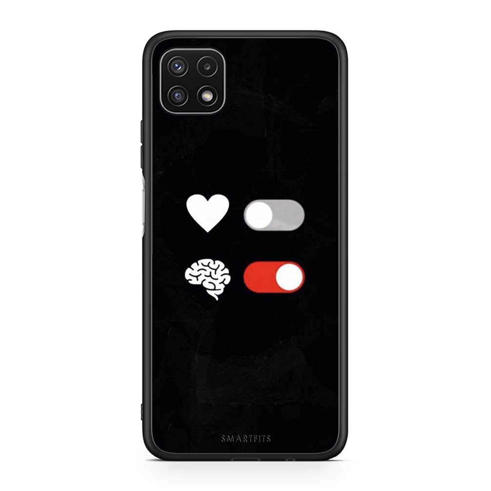 Samsung A22 5G Heart Vs Brain Θήκη Αγίου Βαλεντίνου από τη Smartfits με σχέδιο στο πίσω μέρος και μαύρο περίβλημα | Smartphone case with colorful back and black bezels by Smartfits
