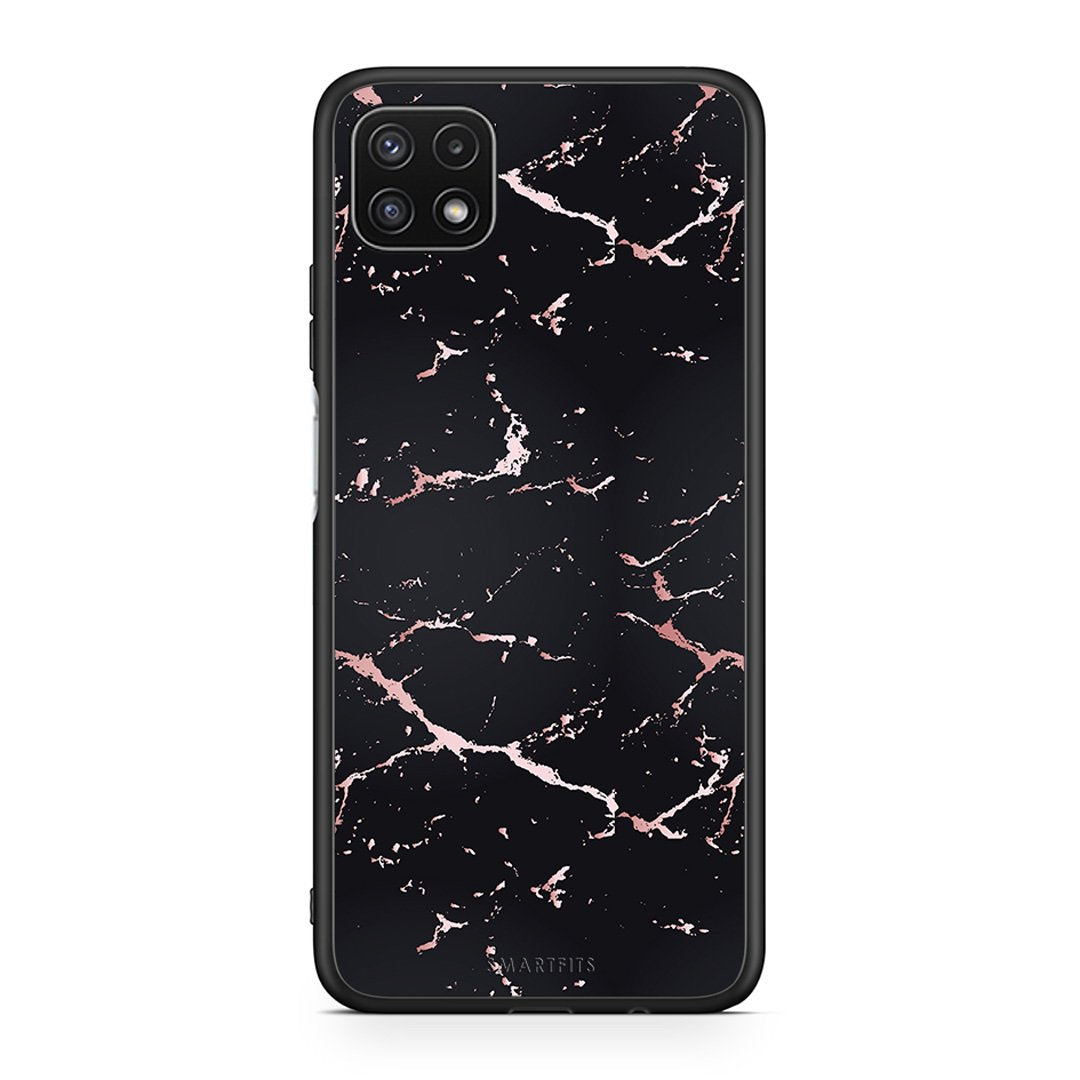 4 - Samsung A22 5G Black Rosegold Marble case, cover, bumper