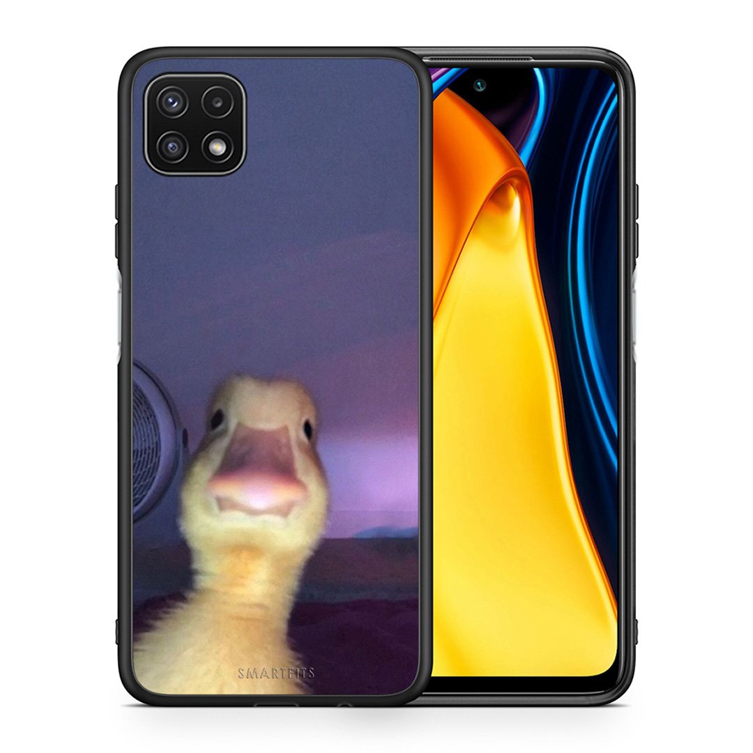Θήκη Samsung A22 5G Meme Duck από τη Smartfits με σχέδιο στο πίσω μέρος και μαύρο περίβλημα | Samsung A22 5G Meme Duck case with colorful back and black bezels