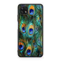Thumbnail for Samsung A22 5G Real Peacock Feathers θήκη από τη Smartfits με σχέδιο στο πίσω μέρος και μαύρο περίβλημα | Smartphone case with colorful back and black bezels by Smartfits