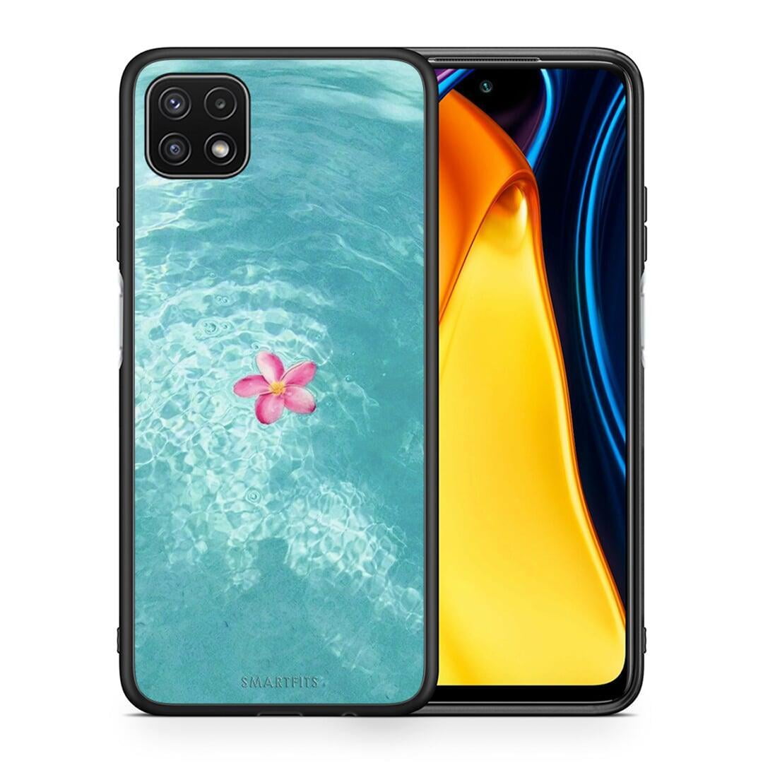 Θήκη Samsung A22 5G Water Flower από τη Smartfits με σχέδιο στο πίσω μέρος και μαύρο περίβλημα | Samsung A22 5G Water Flower case with colorful back and black bezels