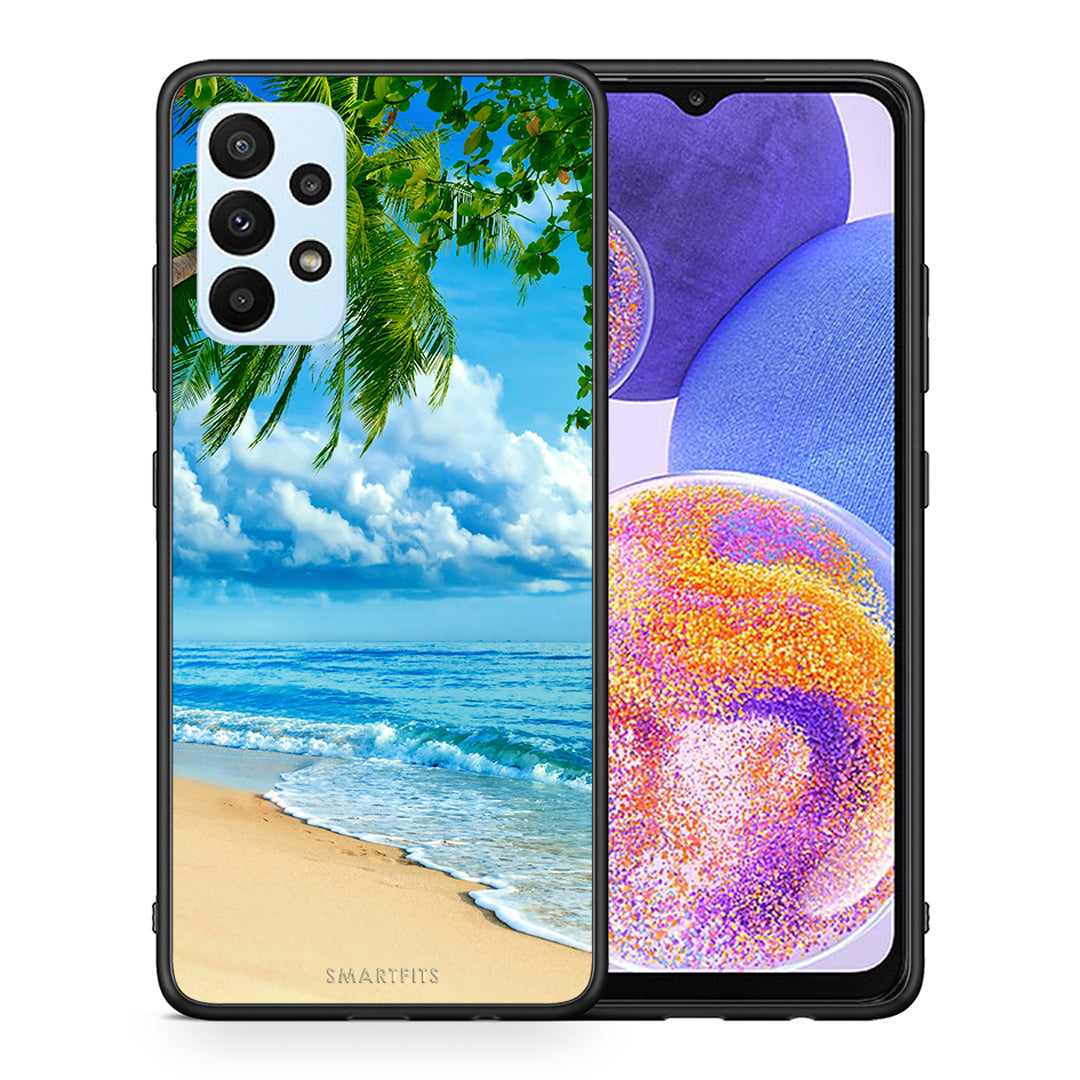 Θήκη Samsung A23 Beautiful Beach από τη Smartfits με σχέδιο στο πίσω μέρος και μαύρο περίβλημα | Samsung A23 Beautiful Beach case with colorful back and black bezels
