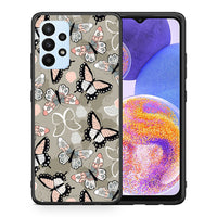 Thumbnail for Θήκη Samsung A23 Butterflies Boho από τη Smartfits με σχέδιο στο πίσω μέρος και μαύρο περίβλημα | Samsung A23 Butterflies Boho case with colorful back and black bezels