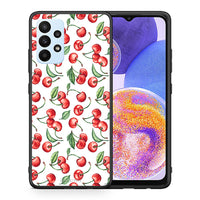 Thumbnail for Θήκη Samsung A23 Cherry Summer από τη Smartfits με σχέδιο στο πίσω μέρος και μαύρο περίβλημα | Samsung A23 Cherry Summer case with colorful back and black bezels