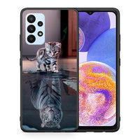 Thumbnail for Θήκη Samsung A23 Tiger Cute από τη Smartfits με σχέδιο στο πίσω μέρος και μαύρο περίβλημα | Samsung A23 Tiger Cute case with colorful back and black bezels