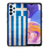 Thumbnail for Θήκη Samsung A23 Greek Flag από τη Smartfits με σχέδιο στο πίσω μέρος και μαύρο περίβλημα | Samsung A23 Greek Flag case with colorful back and black bezels