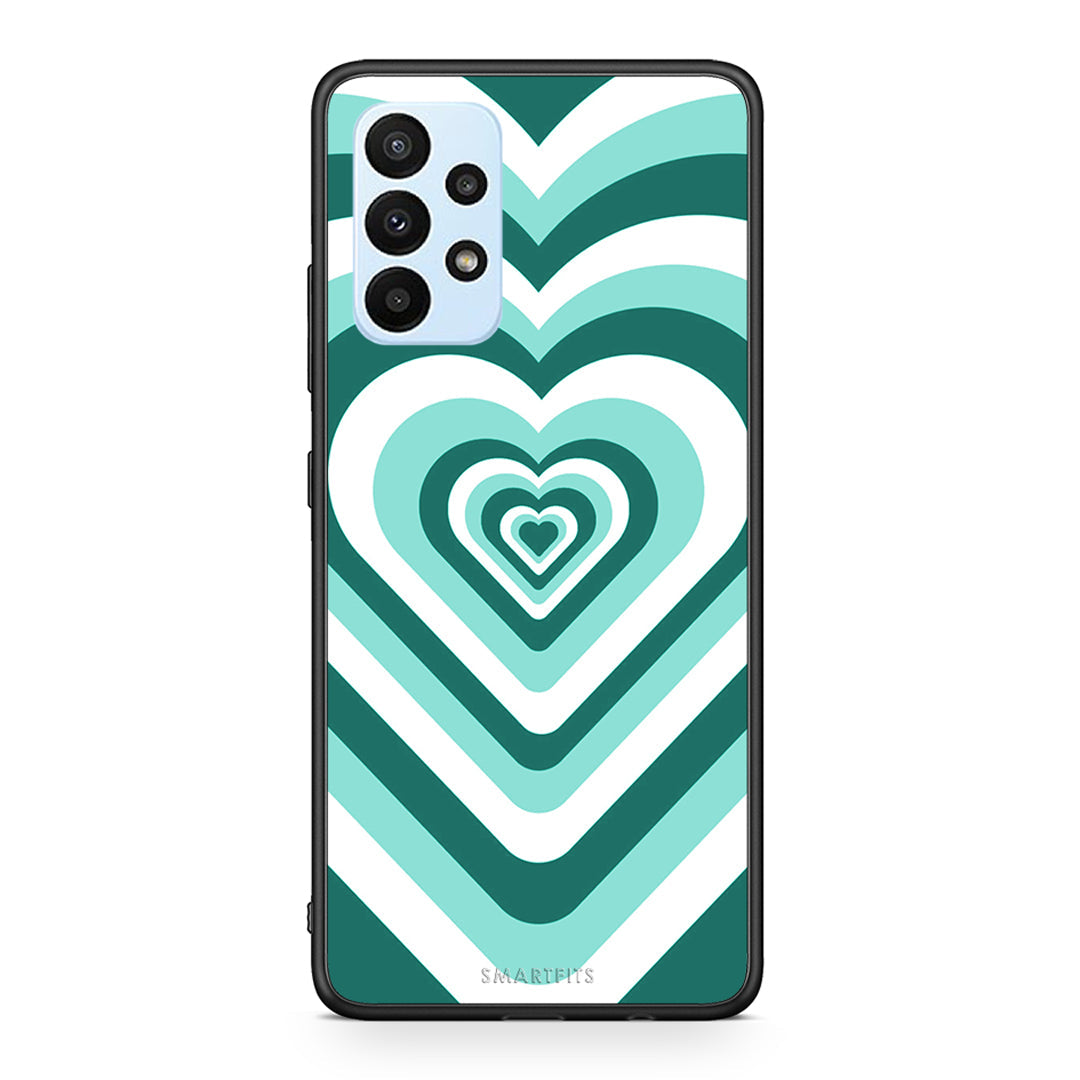 Samsung A23 Green Hearts θήκη από τη Smartfits με σχέδιο στο πίσω μέρος και μαύρο περίβλημα | Smartphone case with colorful back and black bezels by Smartfits