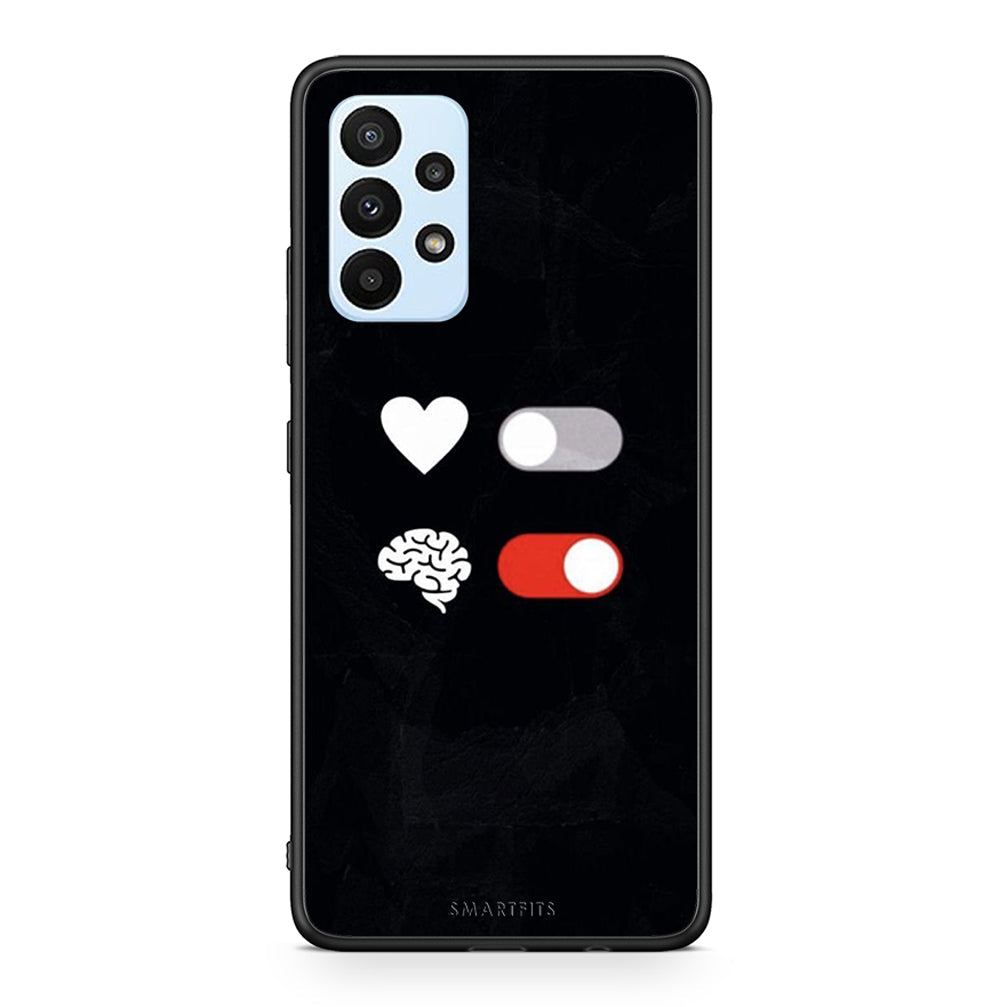 Samsung A23 Heart Vs Brain Θήκη Αγίου Βαλεντίνου από τη Smartfits με σχέδιο στο πίσω μέρος και μαύρο περίβλημα | Smartphone case with colorful back and black bezels by Smartfits