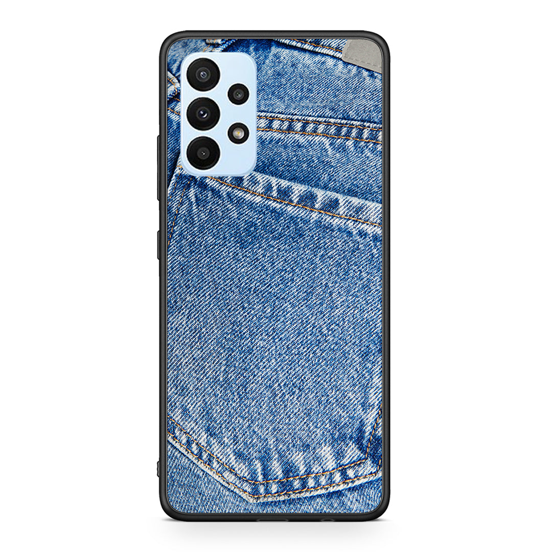 Samsung A23 Jeans Pocket θήκη από τη Smartfits με σχέδιο στο πίσω μέρος και μαύρο περίβλημα | Smartphone case with colorful back and black bezels by Smartfits