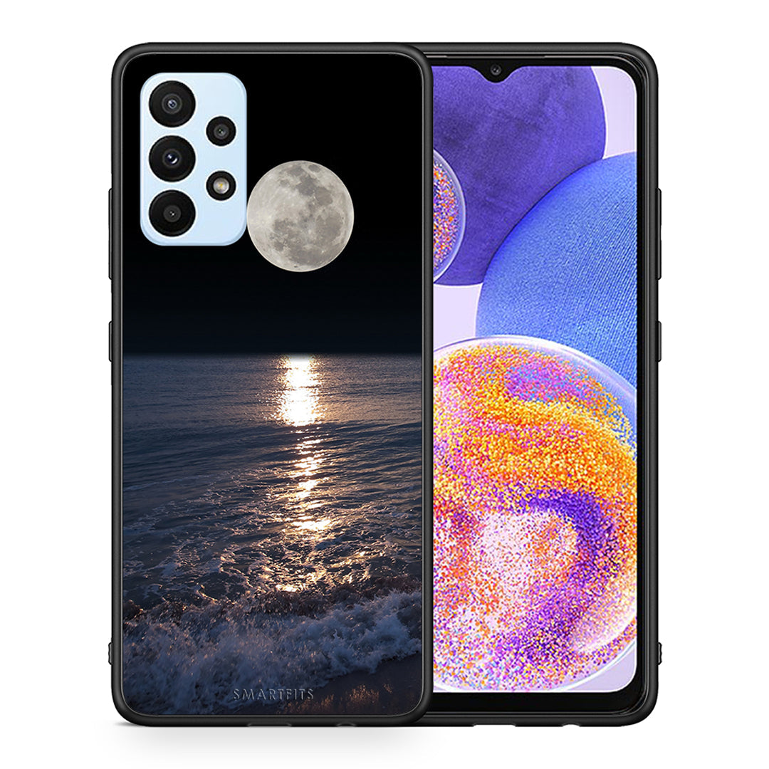 Θήκη Samsung A23 Moon Landscape από τη Smartfits με σχέδιο στο πίσω μέρος και μαύρο περίβλημα | Samsung A23 Moon Landscape case with colorful back and black bezels