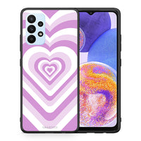 Thumbnail for Θήκη Samsung A23 Lilac Hearts από τη Smartfits με σχέδιο στο πίσω μέρος και μαύρο περίβλημα | Samsung A23 Lilac Hearts case with colorful back and black bezels